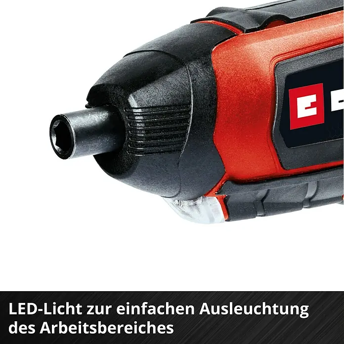 Einhell Expert Akkuschrauber TE-SD 3,6/1 Li - 3,6 V, 1,5 Ah - Nahaufnahme eines Einhell Akku-Schraubers mit LED-Licht für optimale Arbeitsplatzausleuchtung.