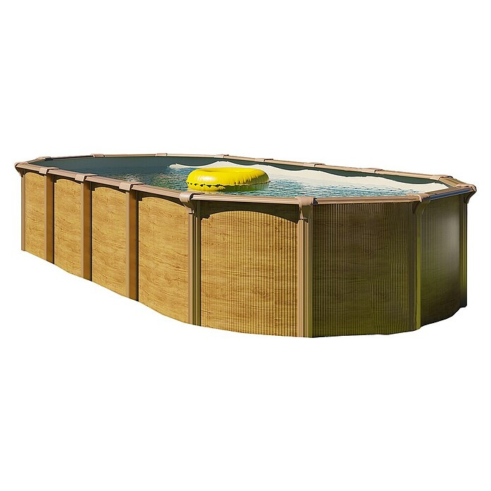 KWAD Pool-Set Supreme Wood (L x B x H: 6,1 x 3,7 x 1,32 m, Fassungsvermögen: 22.100 l, Oval)