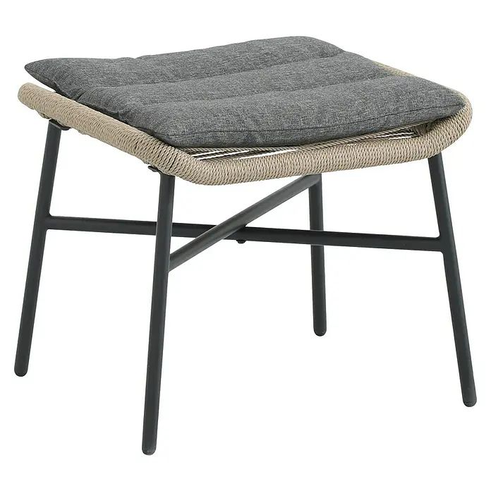 Conjunto de muebles Frida - 5 pzs., Acero/Textiline, Antracita/Marrón - Este taburete está hecho de material robusto y tiene una tapicería gris cómoda. Perfecto para uso interior y exterior.