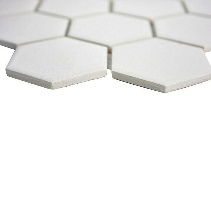 Mosaikfliese Hexagon Uni CU HX101 (32,5 x 28,1 cm, Weiß, Matt)