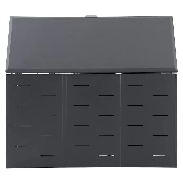 Gardol Mülltonnenbox - 203,5 x 117,5 cm, Stahl, Anthrazit, Geeignet für Anzahl Mülltonnen: 3 Stk. - Dunkelgraue Outdoor-Aufbewahrungsbox mit Klappdeckel und geschlitzten Frontplatten.