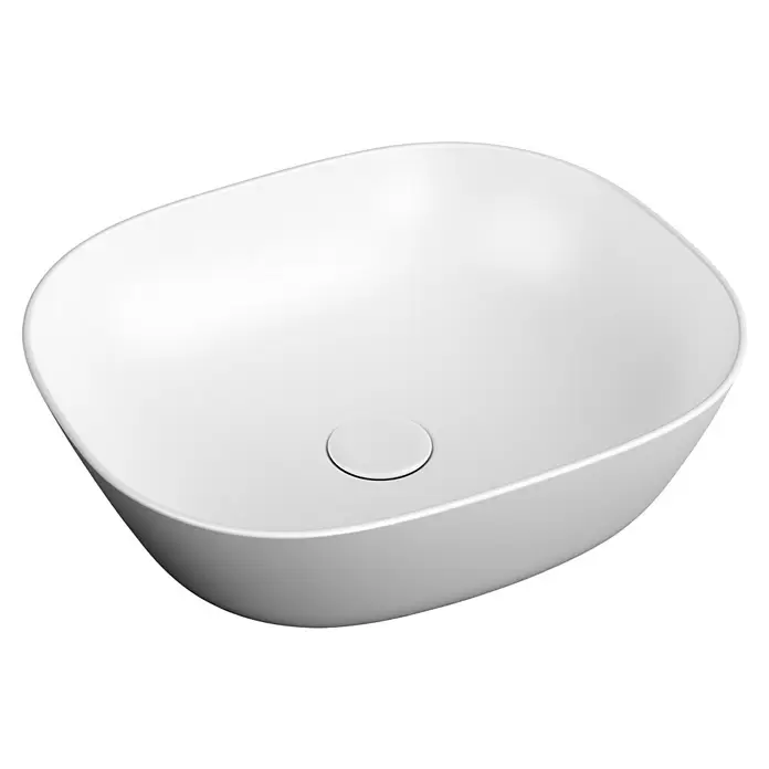 VitrA Plural Aufsatzwaschbecken - 45 x 38 cm, Mit schmutzabweisender Glasur, Hahnloch: Ohne, Ohne Überlauf, Edelweiß - Weißes ovales Aufsatzwaschbecken mit integrierter Ablaufabdeckung.