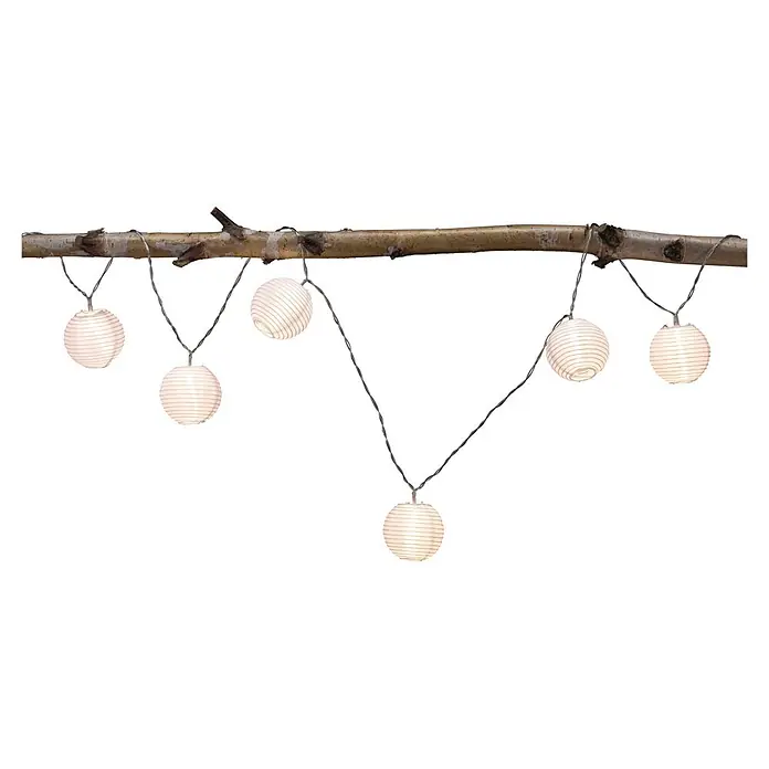 Paulmann Guirnalda luminosa LED Lampion - 3,6 m, Para exterior - Guirnalda de luces con farolillos de papel redondos colgando de una rama, proporcionando iluminación ambiental.