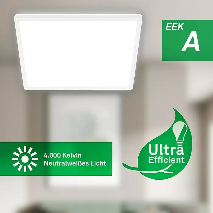 Brilo LED-Panel - 14 W, L x B x H: 42 x 42 x 3 cm, Weiß, Neutralweiß - Weißes, quadratisches LED-Panel, Energieeffizienzklasse A, 4000K neutralweißes Licht, ultraeffizient.