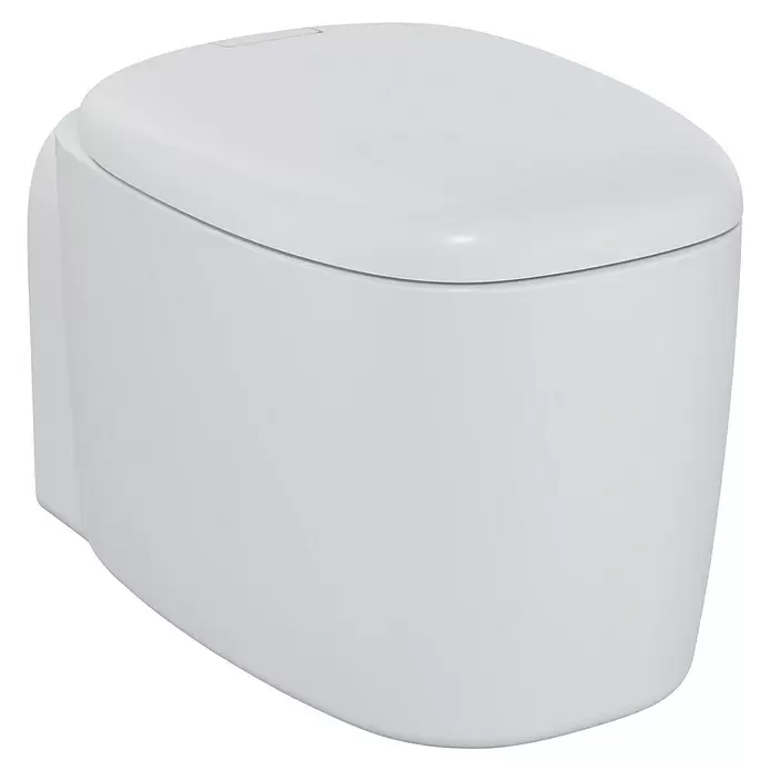 VitrA Plural Wand-WC - Spülrandlos, Mit schmutzabweisender Glasur, Spülform: Tief, WC Abgang: Waagerecht, Edelweiß - Weißes wandhängendes WC mit geschlossenem Deckel und modernem Design.