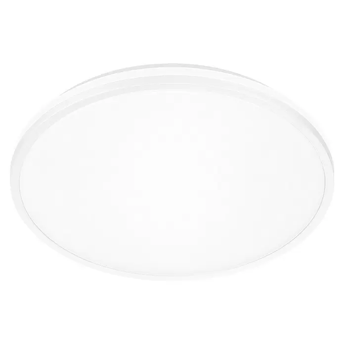 Brilo LED-Panel rund - 8,5 W, Ø x H: 33 x 6 cm, Weiß, Neutralweiß - Weißer ovaler Behälterdeckel mit dezenten konzentrischen Rillen.