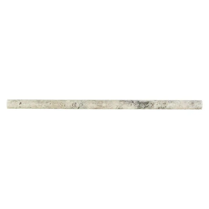 Fliesenbordüre Travertin PP 47315 - 30,5 x 1,5 cm, Silber, Matt - Ein einzelner, schmaler Zierstreifen aus Travertin, der sich ideal für Akzentuierungen in Badezimmern oder Küchen eignet. Die natürliche Textur ist einzigartig.