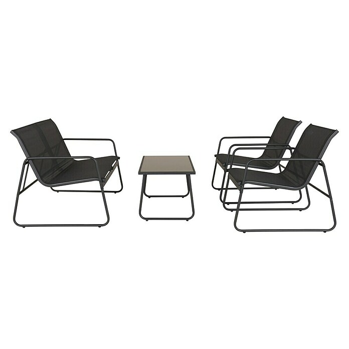 Sunfun Conjunto de muebles Deia (4 pzs., Textiline/Acero, Antracita) | BAUHAUS