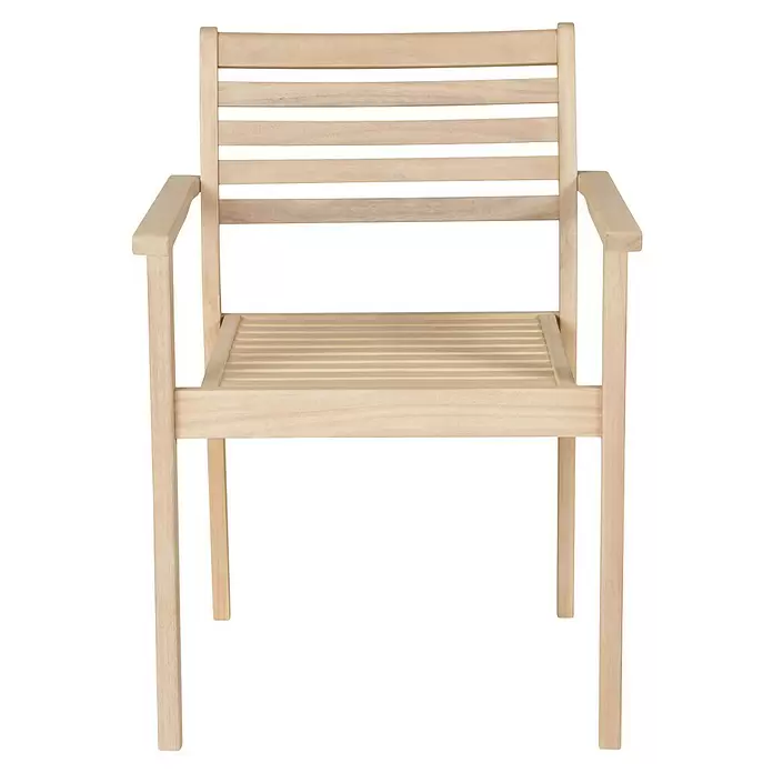 Sunfun Silla de jardín Nour - 56 x 60 x 84 cm, Natural, Madera de acacia - Silla de madera clara con lamas y reposabrazos.