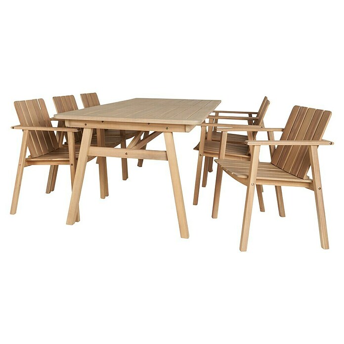 Sunfun Komplet lounge pohištva Alex  (7 -del., Akacijev les, Natur) | 8303 - Loungeset | ICAE - Sommermöbel Loungemöbel | ICA - Sommermöbel | IC - Freizeit im Garten | I - Stadtgarten | BAUHAUS