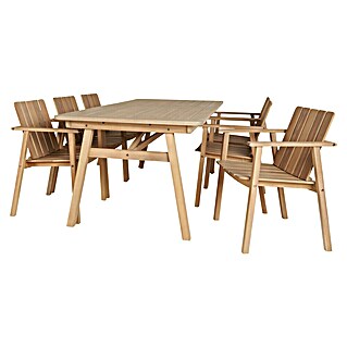 Sunfun Conjunto de muebles Aladar (7 pzs., Madera de acacia, Natural)