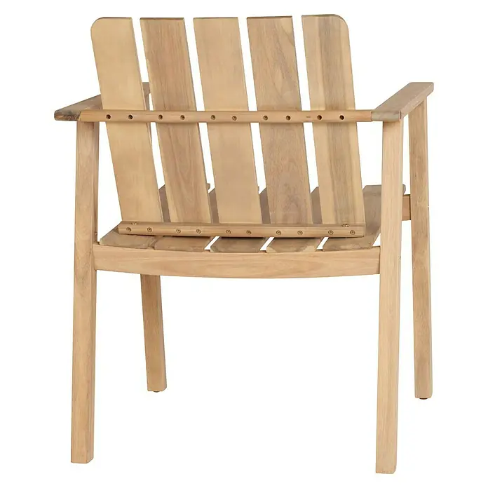 Sunfun Conjunto de muebles Aladar - 7 pzs., Madera de acacia, Natural - Silla de jardín de madera con reposabrazos, ideal para uso exterior. Su diseño robusto promete comodidad y durabilidad.