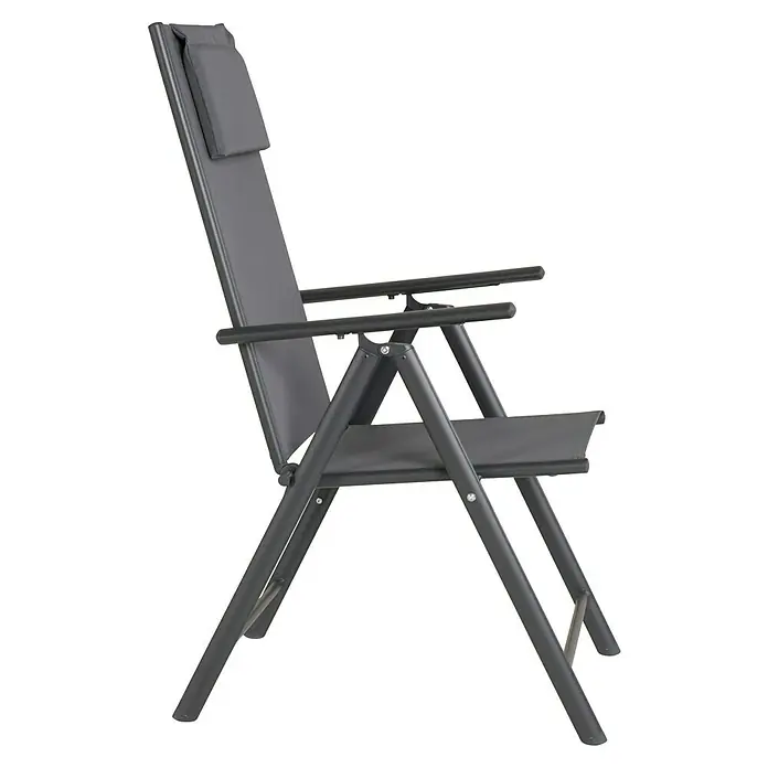 Sillón de posiciones Donavan - An x Pr x Al: 72 x 55 x 107 cm, Antracita - Esta elegante silla plegable gris ofrece comodidad y estilo para tu espacio exterior. Perfecta para relajarse en el jardín.