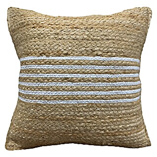 Cojín Yute Rayas (Natural/Blanco, 45 x 45 cm, 80% yute 20% algodón)
