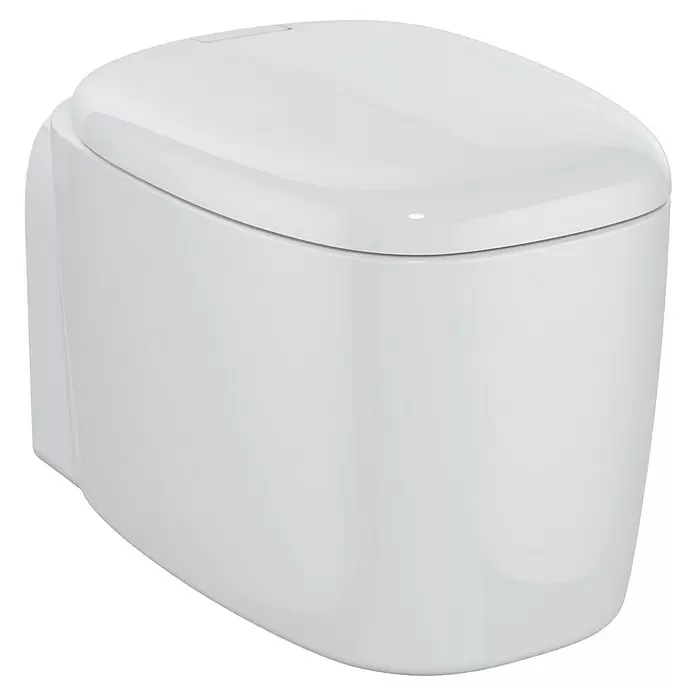 VitrA Plural Wand-WC - Spülrandlos, Mit schmutzabweisender Glasur, Spülform: Tief, WC Abgang: Waagerecht, Weiß - Weißes wandhängendes WC mit geschlossenem Deckel.