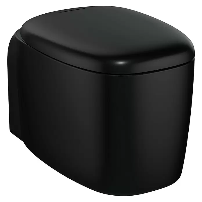 VitrA Plural Wand-WC - Spülrandlos, Mit schmutzabweisender Glasur, Spülform: Tief, WC Abgang: Waagerecht, Schwarz - Schlankes, matt-schwarzes WC mit geschlossenem Deckel, ideal für moderne Bäder.