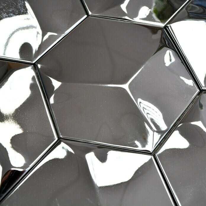 Mozaïektegel Hexagon HXM 10SG (26,2 x 23 cm, Roestvrij staal, Zilver)