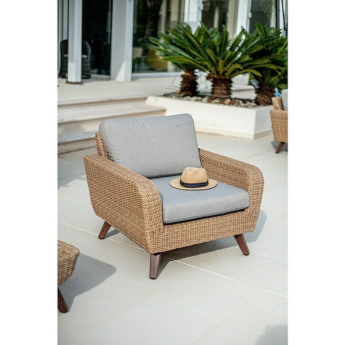 Sillón de jardín Royal Riviera (An x Pr x Al: 89 x 93 x 75 cm, Beige, Ratán sintético/Aluminio) | BAUHAUS