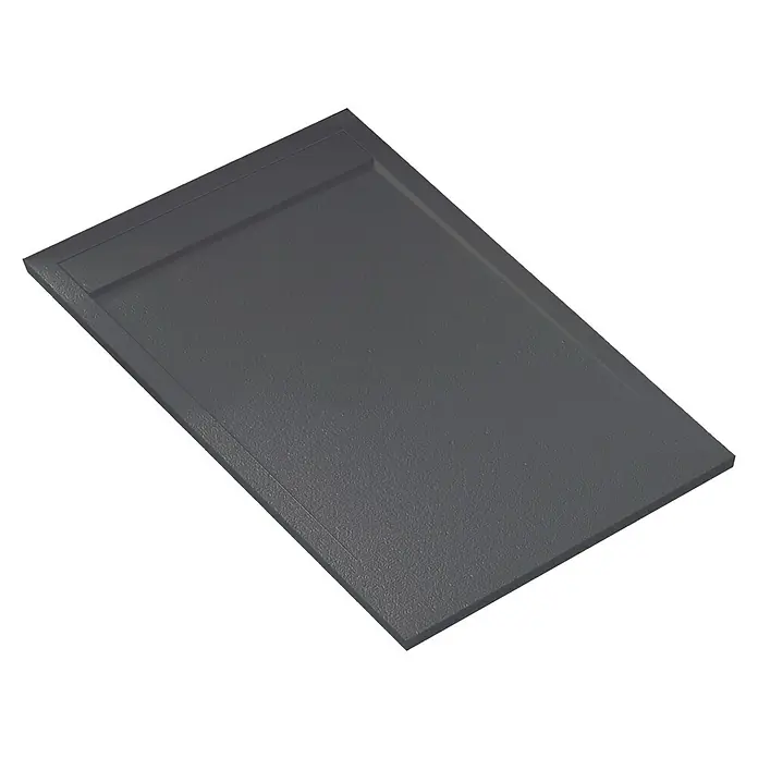 Plato de ducha aligerado Volga - L x An: 80 x 130 cm, Carga mineral, Antracita - Plato de ducha gris con superficie texturizada. Su diseño es moderno y minimalista, ideal para cualquier baño.