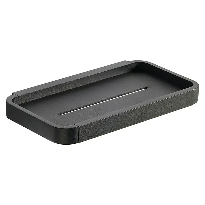 Zone Denmark Duschkorb RIM - 22 x 11,4 x 2 cm, Black, Matt - Schwarze Seifenschale mit einem minimalistischen Design und einer geriffelten Ablauffläche, ideal für moderne Badezimmer.