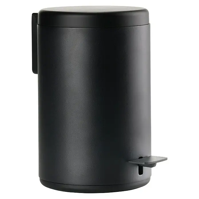 Zone Denmark Kosmetikeimer RIM - 3 l, Aluminium, Black - Schwarzer Treteimer mit Deckel, ideal für Bad oder Küche, bietet praktische Hygiene und stilvolles Design.