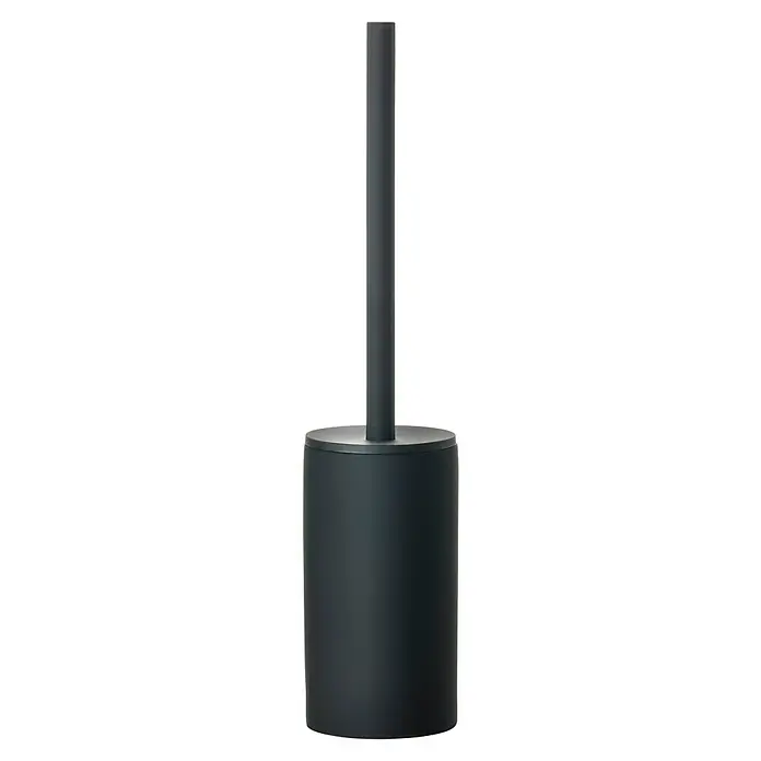 Zone Denmark WC-Bürstengarnitur Solo - ABS-Kunststoff, Black - Produktbild eines anthrazitfarbenen Zylinders mit schlanker Säule. Modernes Design für stilvolle Innenräume.