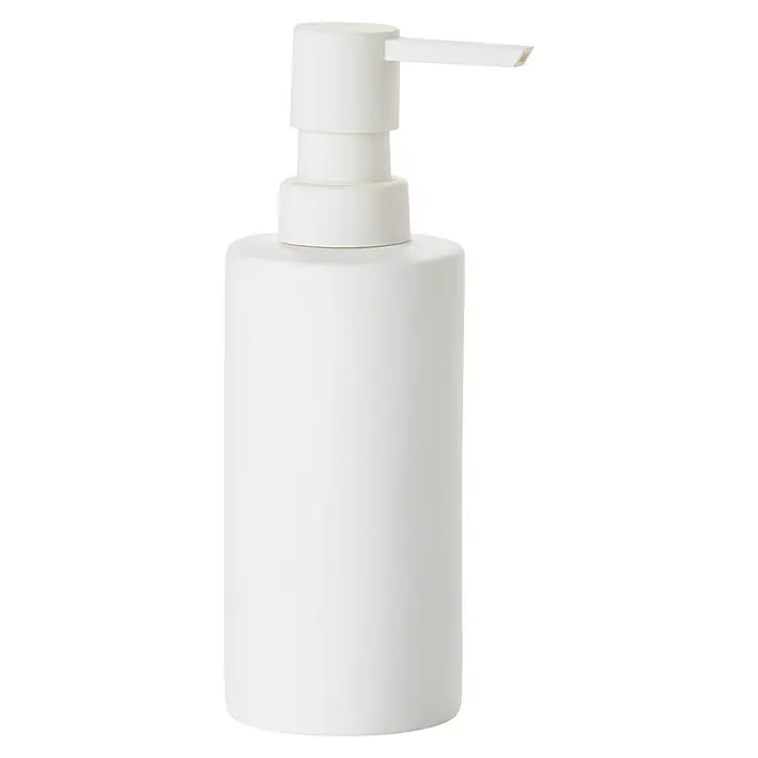 Zone Denmark Seifenspender Solo - ABS-Kunststoff, White - Weiße Seifenpumpe mit zylindrischem Körper und geradem Auslauf, ideal für Bad oder Küche, bietet stilvolle Hygiene.