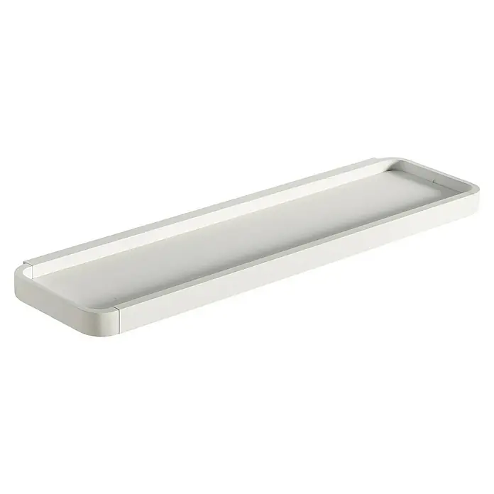 Zone Denmark Duschkorb RIM - 44 x 11 x 2,5 cm, White - Ein rechteckiges, weißes Tablett mit erhöhten Rändern, ideal für die Organisation von Gegenständen oder zum Servieren von Speisen.