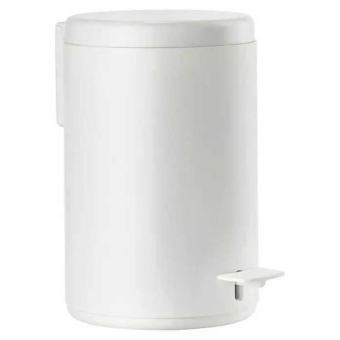 Zone Denmark Kosmetikeimer RIM - 3 l, Aluminium, White - Weißer Treteimer für Badezimmer oder Küche. Der Mülleimer ist zylindrisch und hat einen Deckel und ein Pedal.