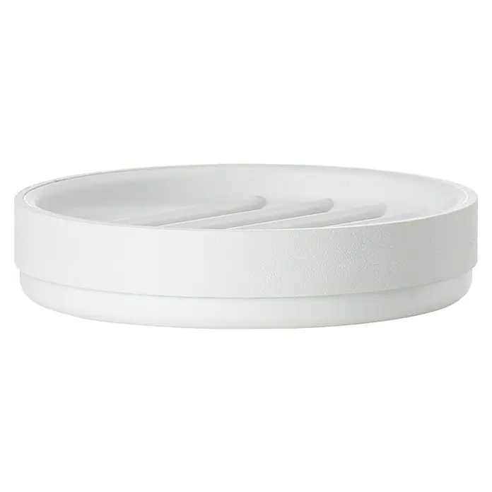 Zone Denmark Seifenschale RIM - Aluminium, White - Elegante, weiße Seifenschale mit Rippen zur besseren Belüftung der Seife. Sie ist aus robustem Material gefertigt und leicht zu reinigen.