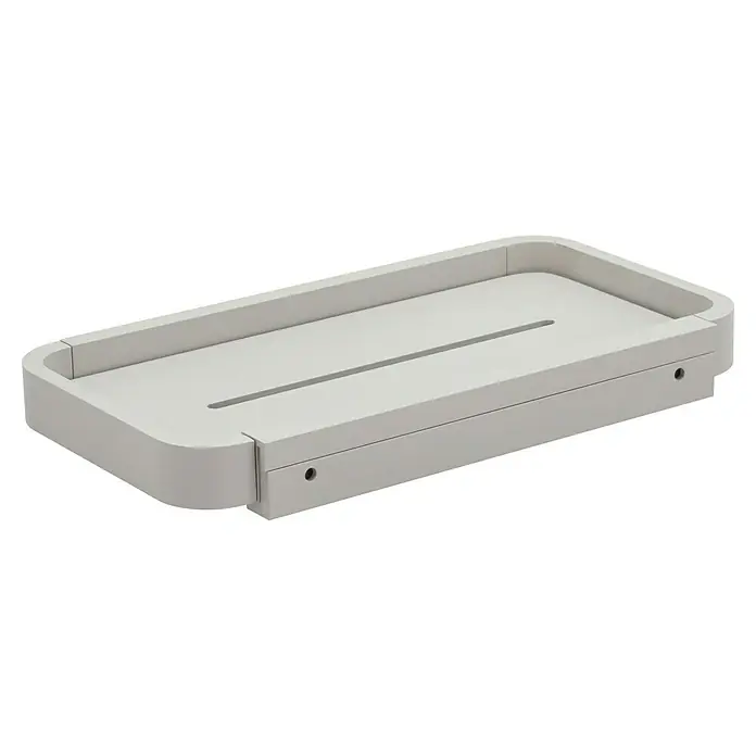 Zone Denmark Duschkorb RIM - 22 x 11,4 x 2 cm, White, Matt - Eine rechteckige, weiße Seifenablage mit einem Schlitz in der Mitte, ideal für Badezimmer oder Küche.