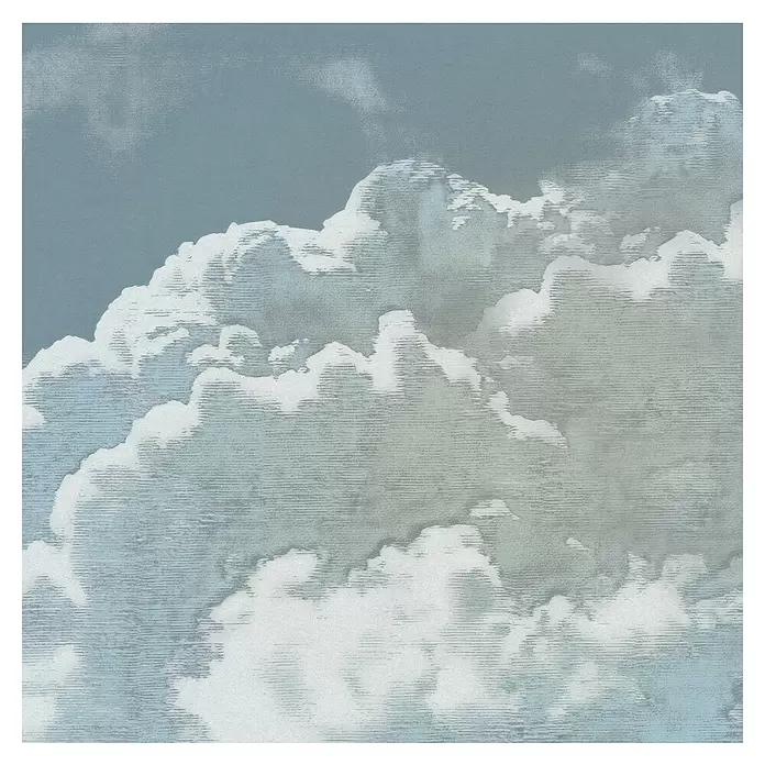 Komar Flair Fototapete Vintage Clouds - B x H: 250 x 250 cm, Vlies - Stilisierte weiß-blaugraue Wolken mit linearer Textur, ähnlich einem Kunstdruck.