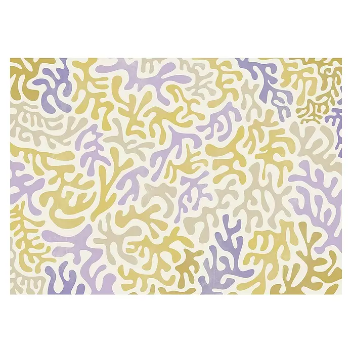 Komar Flair Fototapete Sage Flip - B x H: 350 x 250 cm, Vlies - Abstraktes organisches Muster mit fließenden Formen in Gelb, Lila und Beige.