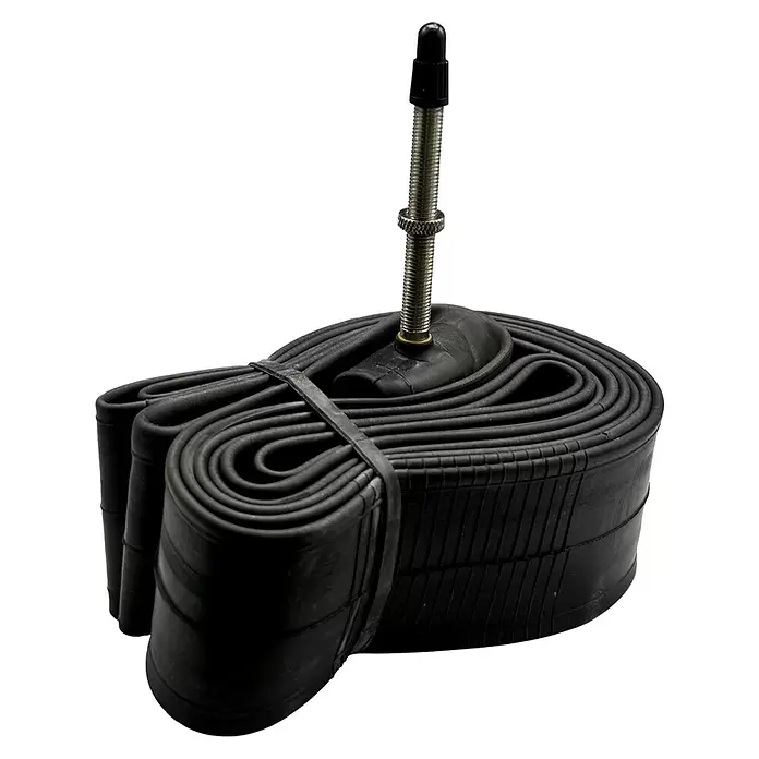 Continental Fahrradschlauch - 29 ", 1,75 " - 2,5 ", Sclaverandventil, Schmal - Schwarzer Gummifahrradschlauch, gerollt und gesichert, mit einem Presta-Ventil.