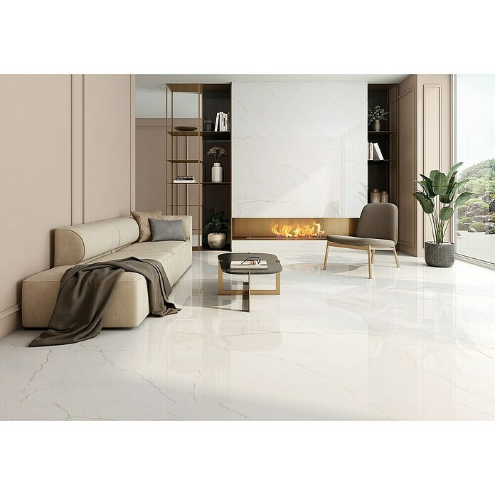 Halcón Pavimento porcelánico Sublime (60 x 120 cm, Blanco, Brillante, Espesor: 9,5 mm) | BAUHAUS
