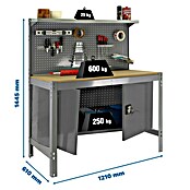 Simonrack Simonwork Banco de trabajo BT3 Cabinet (L x An: 61 x 121 cm, Altura de trabajo: 144,5 cm, Carga soportada: 750 kg, Gris) | BAUHAUS