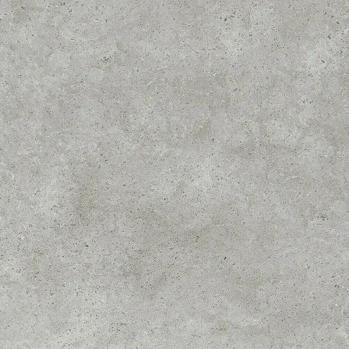 Pavimento porcelánico Limestone - 60 x 60 cm, Gris, Mate, Rectificado - Primer plano detallado de una baldosa de gres gris moderna con una textura sutilmente moteada, ideal para interiores elegantes.