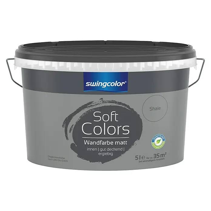 swingcolor Soft Colors Wandfarbe - Shale, Matt, 5 l - Eimer Swingcolor Soft Colors Wandfarbe matt in der Farbe Shale, 5 Liter für ca. 35 m², lösungsmittel- und weichmacherfrei.