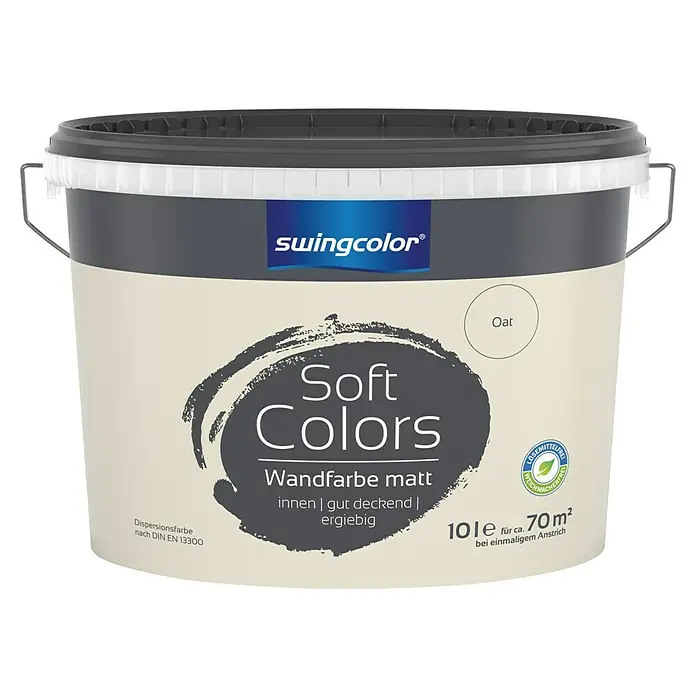 swingcolor Soft Colors Wandfarbe - Oat, Matt, 10 l - Dose Soft Colors "Oat" Wandfarbe matt, 10 Liter für ca. 70m², ideal für Innenräume, gut deckend und ergiebig.