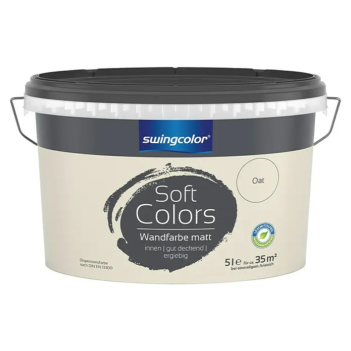 swingcolor Soft Colors Wandfarbe - Oat, Matt, 5 l - Ein Eimer Swingcolor Soft Colors Wandfarbe matt in der Farbe Oat, ideal für Innenräume und mit guter Deckkraft.