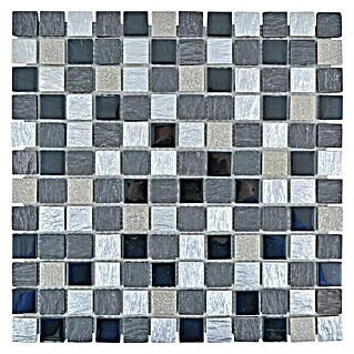 Mosaikfliese Quadrat Crystal Mix XCM HQ28 (30 x 30 cm, Grau/Schwarz, Matt)