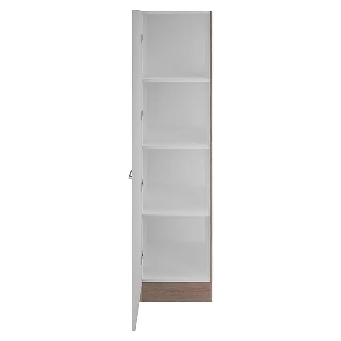 Flex-Well Samoa Geschirrschrank Samoa - B x T x H: 50 x 57 x 200 cm, Weiß - Offener weißer Schrank mit heller Holzmaserung und mehreren Einlegeböden.
