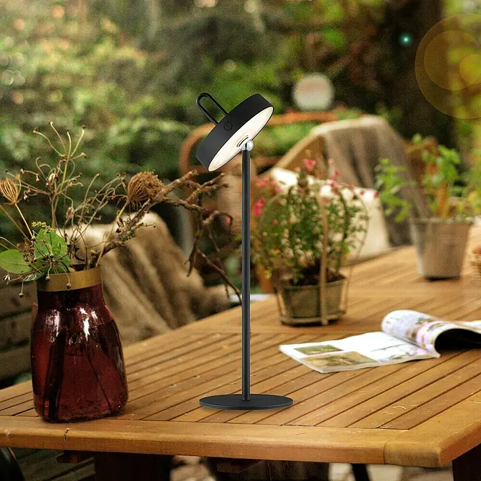 Paul Neuhaus Lámpara de sobremesa LED Amag - 1,5 W, L x An x Al: 15 x 15 x 47,2 cm, Negro, Blanco cálido - Lámpara de mesa de metal para exteriores.