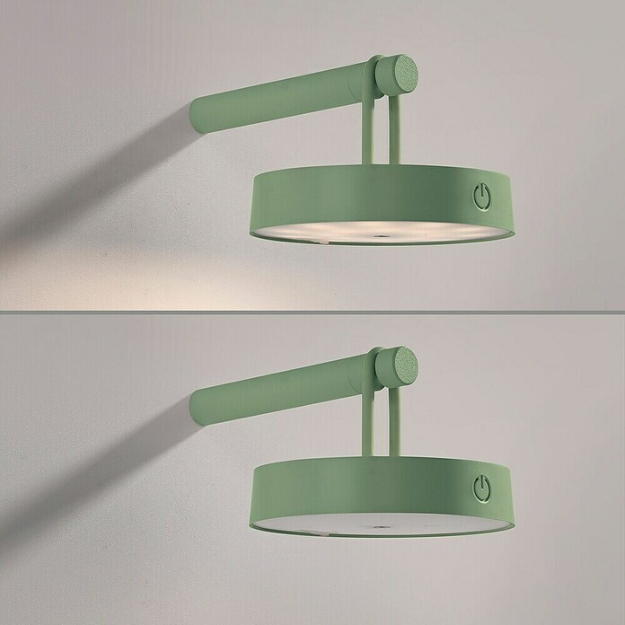 Just Light Aplique de pared con batería Arma (12,8 x 19 x 8,7 cm, Verde, Blanco cálido, 15 W, IP44) | BAUHAUS