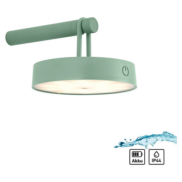 Just Light Aplique de pared con batería Arma (12,8 x 19 x 8,7 cm, Verde, Blanco cálido, 15 W, IP44) | BAUHAUS