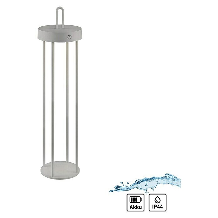 Paul Neuhaus Lámpara de sobremesa a batería Anselm (1,5 W, Ø x Al: 12,8 x 50,4 cm, Gris, Blanco cálido) | BAUHAUS