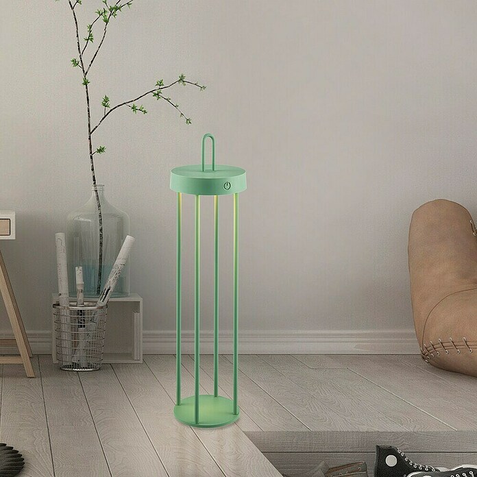 Paul Neuhaus Lámpara de sobremesa a batería Anselm (1,5 W, Ø x Al: 12,8 x 50,4 cm, Verde, Blanco cálido) | BAUHAUS