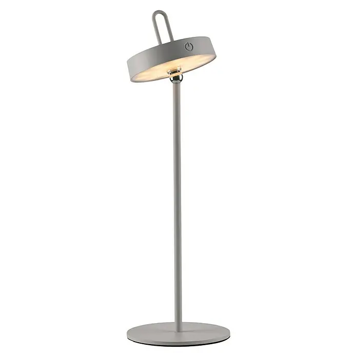 Paul Neuhaus Lámpara de sobremesa LED Amag - 1,5 W, L x An x Al: 15 x 15 x 47,2 cm, Gris, Blanco cálido - Elegante lámpara LED de mesa gris con cabezal redondo, asa y base para un ambiente moderno.