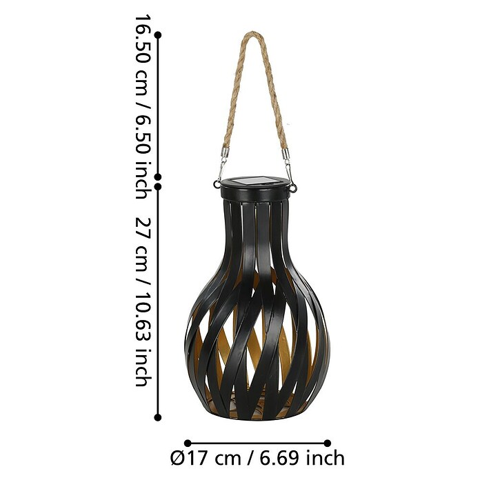 Eglo Lámpara de sobremesa solar Z_Solar (0,06 W, Negro/Oro, IP44) | BAUHAUS