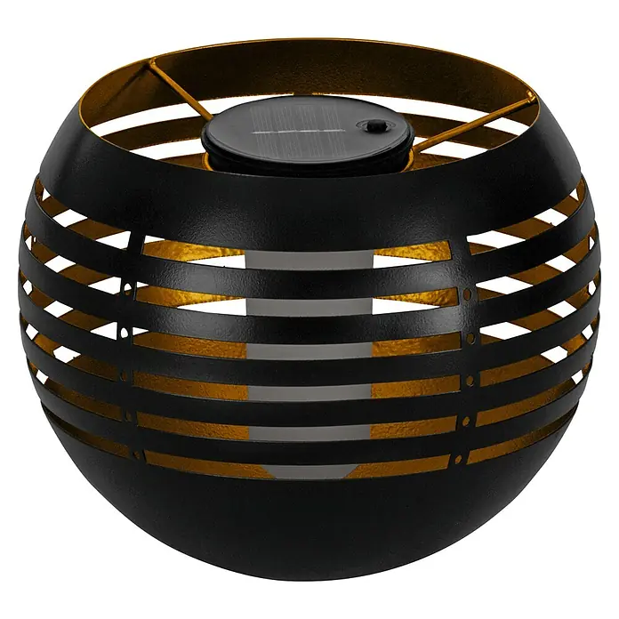 Eglo Lámpara de sobremesa solar Z_ Solar - 12 W, Negro - Esta luz solar esférica negra y dorada es una adición elegante y energéticamente eficiente a cualquier espacio al aire libre.